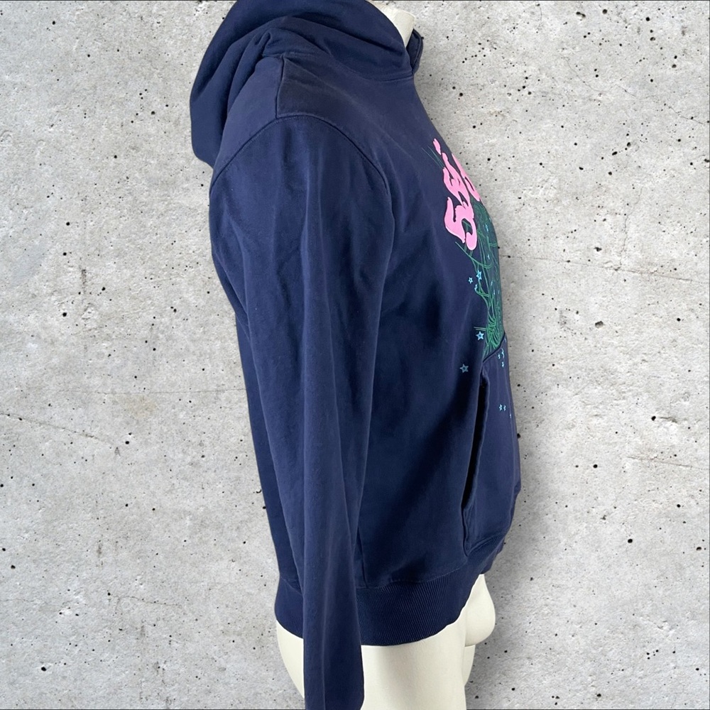 Young Thug Spider Hoodie Medium Worldwide Angel Number 555 Navy Pink R1 - Picture 3 of 11
